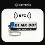 Telefona dokundurulunca link açan kişiye özel isimli nfc plaka anahtarlık
